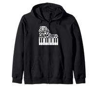 Musica Note Pianista Tastiera Pianoforte Pianisti Felpa con Cappuccio