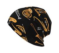 Musica per Amanti del Sassofono e del Trombone,Cappello Lavorato a Maglia con Berretto, Passamontagna in Poliestere, Berretto Largo, Cappello da Corsa