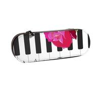 Musica Per Pianoforte Astratta E Fiori Di Rosa Rossa, Astuccio per matite Astuccio per matite in pelle PU Astuccio per penne a matita di grande capacità