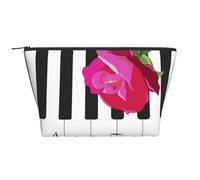 Musica Per Pianoforte Astratta E Fiori Di Rosa Rossa, Borsa da toilette Borsa per trucco Borsa per cosmetici Borsa da toilette da viaggio portatile