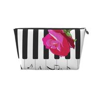 Musica Per Pianoforte Astratta E Fiori Di Rosa Rossa, Borsa da toilette Borsa per trucco Borsa per cosmetici Borsa da toilette da viaggio portatile