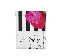 Musica Per Pianoforte Astratta E Fiori Di Rosa Rossa, Spremere il portafoglio superiore da donna Borsa portaoggetti Piccola portamonete Portamonete