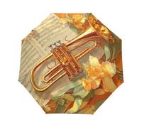 Musica Per Tromba Jazz Cartoon Ombrello Pieghevole Automatico Ombrelli Antivento Protezione UV da Viaggio per Bambini Ragazzi Ragazze