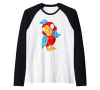 Musica Rock retrò di Cute Red Parrot Maglia con Maniche Raglan