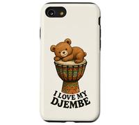 Musica - Teddy su un tamburo Djembe con un messaggio 1 - Fan Fun Custodia per iPhone SE (2020) / 7/8