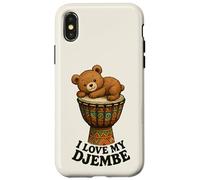 Musica - Teddy su un tamburo Djembe con un messaggio 1 - Fan Fun Custodia per iPhone X/XS