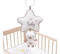 Musical Crib Toy, Hangable Bunny Baby Rattle, Soothing Lullaby Music Toy, Knitted Yarn Art Design, Gentle Sound Feature, 11.81x6.69 inches, Great for Stroller, Nursery, Travel Use