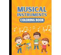 Musical Instruments Coloring Booklet in Colorful and Grayscale Illustrative Style