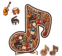 Musical Note Instrument Jigsaw Puzzle Ornament,Creative 3D Wooden Music Note Puzzle,DIY Unique Musical Instruments Shaped Puzzles,for Home Decoration Music Lovers Teachers Gift