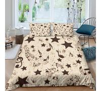 Musical notesSet Di Copripiumino microfibra 3 Pezzi stampa di 3D cerniera nascosta Vintage music design copripiumino con federa soffice ultra morbido e traspirante for bambini King（220x240cm）