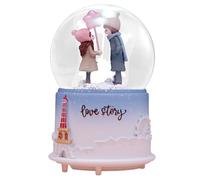 Musical Snow Globes - Clear Water Lighted Decoration, Cute Crystal Ball with Cartoon Couple Statue and Automatic Swirl, Romantic Valentine Music Box, Ideal for or Workplace