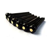 MUSICAL STRING Perni per ponte per chitarra in ebano con puntini in ottone di alta qualità 6 pezzi (1 set)