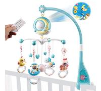 Musicale Culla Mobile per Bambini con Temporizzato & Proiettore & Luci,Sonagli Rotanti,Telecomando Scatola Musicale con 150 melodie,Giocattolo per Neonati 0-24 Mesi