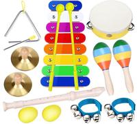 Musicali Giocattolo Strumenti Set per Bambini - Smarkids Giocattolo Musicale a Percussione per Bambini Giocattoli Educativi Prescolari che Includono Xilofono Flauto Tamburello Maracas con Borsa
