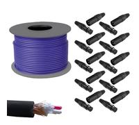 MusicalStore2005 Cavo Microfonico Bilanciato 100 Metri Audio Pro Blu + 20 Connettori XLR Maschio Femmina - Studio e Live