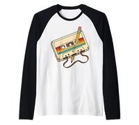 Musicassetta retrò Matita Rewind Anni 80 90 Maglia con Maniche Raglan