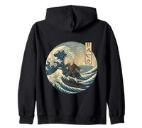 Musicista classico JS Bach Ukiyo-e Surfing Felpa con Cappuccio