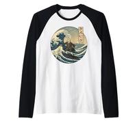 Musicista classico JS Bach Ukiyo-e Surfing Maglia con Maniche Raglan