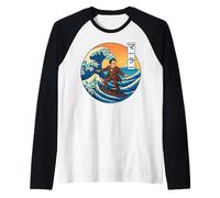 Musicista classico Mahler Ukiyo-e Surfing Katakana Maglia con Maniche Raglan