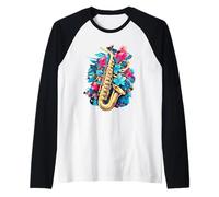 Musicista Ispirato al Jazz Amante del Sax Maglia con Maniche Raglan