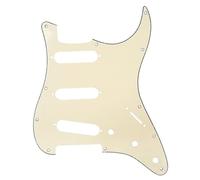 Musiclily 11 Fori SSS Battipenna Strat Pickguard per Chitarra Elettrica Fender USA/Messico Stratocaster Standard Stile Moderno,3 strati Crema