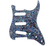 Musiclily 11 Fori SSS Battipenna Strat Pickguard per Chitarra Elettrica Fender USA/Messico Stratocaster Standard Stile Moderno,4 strati Abalone Shell