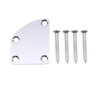 Musiclily Basic Chitarra Piastra Manico Sagomata Neck Plate 4 Viti Cromato | Acciaio,per Chitarra Elettrica Fender Strat Tele