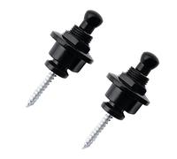 Musiclily Cinturino di bloccaggio per chitarra a testa tonda in metallo, serrature e pulsanti, stile Schaller, per chitarra elettrica acustica o basso, nero (set da 2)