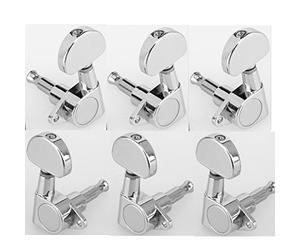 Musiclily L3+R3 Set Meccaniche per Chitarra Elettrica Acustica, Half Moon Button Cromato
