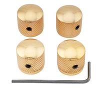 Musiclily Metrica Chitarra Manopole in Metallo Dome Knobs com Vite Laterale Fissaggio per Chitarra Elettrica Fender Telecaster Precision Bass, Dorato (4 Pezzi)
