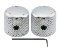 Musiclily Pro 1/4" Fino Knurled Manopole Dome Knobs in Acciaio Raccordo Universale con Vite di Regolazione e Punto Indicatore per Chitarra Elettrica e Basso, Cromato (Set di 2)