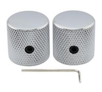 Musiclily Pro 1/4" Fino Knurled Manopole Flat Top Knobs in Acciaio Raccordo Universale con Vite di Regolazione per Chitarra Elettrica e Basso, Cromato (Set di 2)