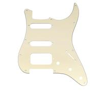 Musiclily Pro 11 Fori Angolo Rotondo HSS Battipenna per Chitarra Elettrica tipo Strato con Humbucker Scoperto, 3 Strati Crema