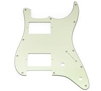 Musiclily Pro 11 Fori Battipenna ST Chitarra HH Pickguard con Configurazione 2 Humbucker Coperto 2 Potenziometro per Chitarra Elettrica tipo Fender Squier Strat, 3 strati Mint Green