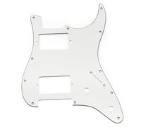 Musiclily Pro 11 Fori Battipenna ST Chitarra HH Pickguard con Configurazione 2 Humbucker Coperto 2 Potenziometro per Chitarra Elettrica tipo Fender Squier Strat, 3 strati Bianco