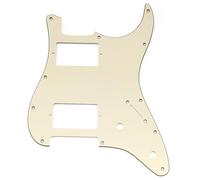 Musiclily Pro 11 Fori Battipenna ST Chitarra HH Pickguard con Configurazione 2 Humbucker Coperto 2 Potenziometro per Chitarra Elettrica tipo Fender Squier Strat, 3 strati Crema