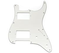 Musiclily Pro 11 Fori Battipenna ST Chitarra HH Pickguard con Configurazione 2 Humbucker Coperto 2 Potenziometro per Chitarra Elettrica tipo Fender Squier Strat, 3 strati Aged White