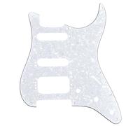 Musiclily Pro 11 Fori Round Corner HSS Strat Battipenna Chitarra Pickguard per USA/Mexican Stratocaster con 4 Vite per Montaggio Humbucking Open Pickup, 4 strati White Pearl
