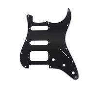 Musiclily Pro 11 Fori Round Corner HSS Strat Battipenna Chitarra Pickguard per USA/Mexican Stratocaster con 3 Vite per Montaggio Humbucking Open Pickup,3 strati Nero