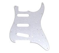 Musiclily Pro 11 Fori ST Battipenna per Chitarra Elettrica Squier Sonic Strat SSS, 4 strati White Pearl