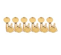 Musiclily Pro 6 in Linea Meccaniche Autobloccanti Ratio 18:1 Chitarra Locking Tuners per Chitarra Elettrica tipo Strat Tele, Dorato con Bottone Ovale Vintage