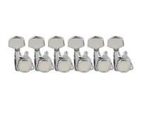 Musiclily Pro 6 in Linea Meccaniche Autobloccanti Ratio 18:1 Chitarra Locking Tuners per Chitarra Elettrica tipo Strat Tele, Cromato con Bottone Esagonali