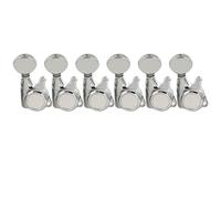 Musiclily Pro 6 in Linea Meccaniche Autobloccanti Ratio 18:1 Chitarra Locking Tuners per Chitarra Elettrica tipo Strat Tele, Cromato con Bottone Ovale Vintage