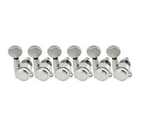 Musiclily Pro 6 in Linea Set Meccaniche Autobloccanti 18:1 Ratio Locking Tuners con Paletta Ovale Vintage Vite 45° per Chitarra Elettrica tipo Strat Tele, Cromato