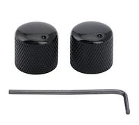 Musiclily Pro 6mm Manopole Cilindriche in Acciaio Dome Knobs con Vite di Fissaggio e indicatore Dot per Chitarra Elettrica tipo Tele/Precision Bass, Nero (Set di 2)