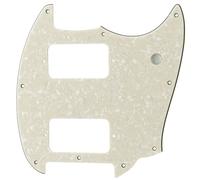 Musiclily Pro 9 Fori Round Corner HH Battipenna 2 Pick up Humbucker Pickguard per Chitarra Elettrica Squier Bullet Series Mustang, 4 Strati Aged White Pearl