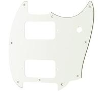 Musiclily Pro 9 Fori Round Corner HH Battipenna 2 Pick up Humbucker Pickguard per Chitarra Elettrica Squier Bullet Series Mustang, 3 Strati Bianco