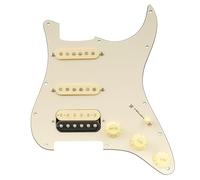 Musiclily Pro Auto-Split HSS Battipenna Precablato Pre-Wired Loaded Pickguard con Artec Alnico 5 Pickups per Chitarra Elettrica tipo Strato, 3 strati Crema