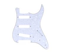 Musiclily Pro 8 Fori Strat Battipenna Pickguard per Chitarra JPN Fender Japan 57 Stile Vintage Stratocaster, 4 strati White Pearl