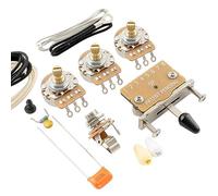 Musiclily Pro Chitarra Kit Cablaggio DIY per Chitarra Elettrica tipo Import Strat SSS con Selettore 5 Posizioni e 2A1B Potenziometri, Presa Jack Nickel